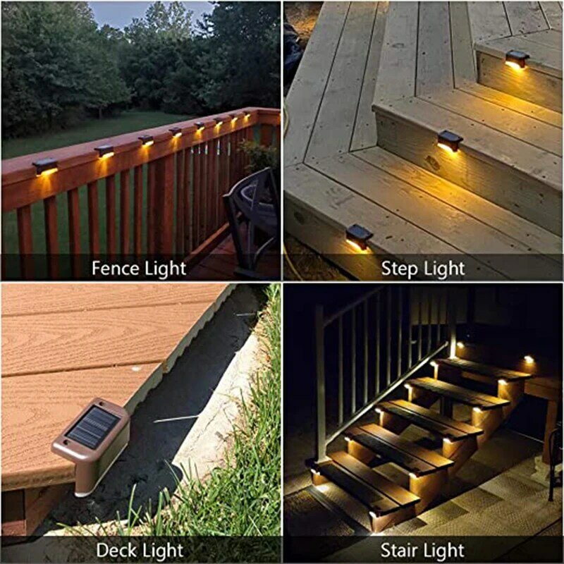 Warm White LED Solar Step Lamp, Waterproof Balcony Light, Path Stair, Luzes do jardim ao ar livre, Decoração para Patio Stair Fence