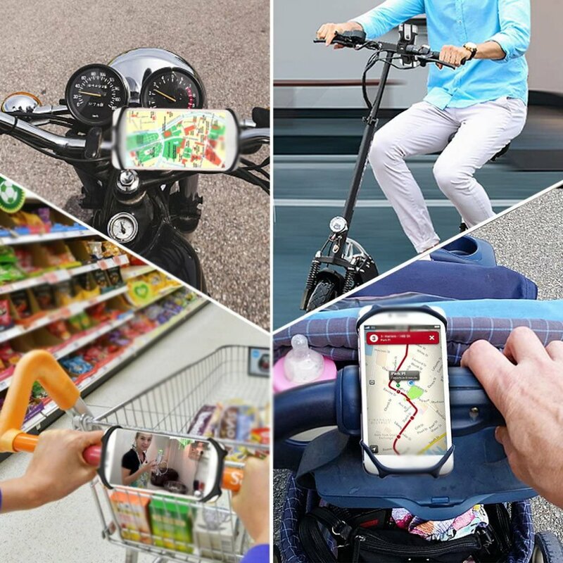 For 4.0 Inch-6.0 Inch Phone Bicycle Mobile Phone Holder Rotating Silicone Bicycle Phone Holder Motorcycle Handlebar Holder