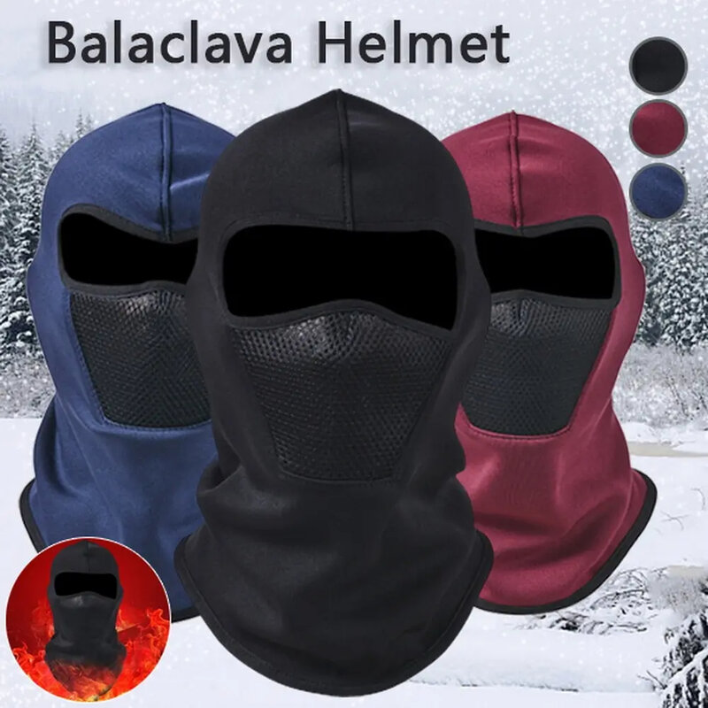 Masker Full Face ให้ความอบอุ่นในฤดูหนาวสำหรับขี่จักรยานกลางแจ้งกีฬาขี่มอเตอร์ไซค์หน้ากากตกปลาขนแกะหมวกผ้าพันคอ