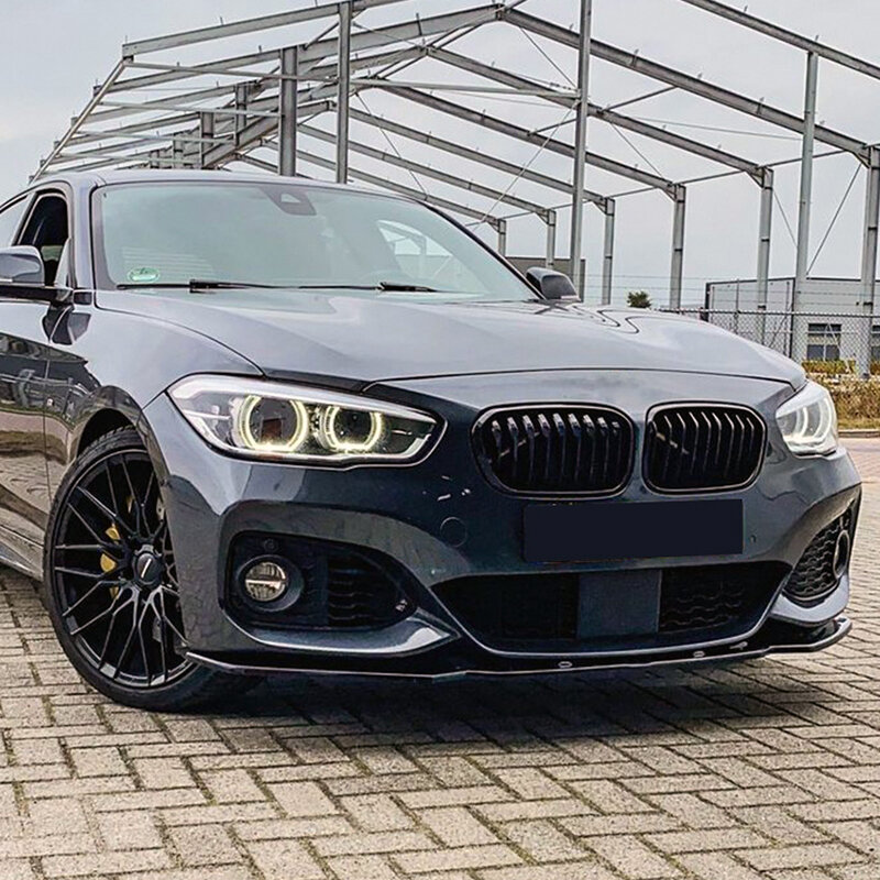 For BMW 1 Series F20 F21 2015~2019 M-Pack Style 3 PCS Car Front Bumper Lip Spoiler Glossy Black Or Carbon Fiber Look Body Kit