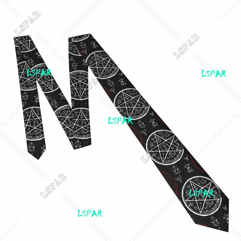 Corbata de pentagrama y símbolos místicos para hombres y mujeres, corbata, accesorios de ropa