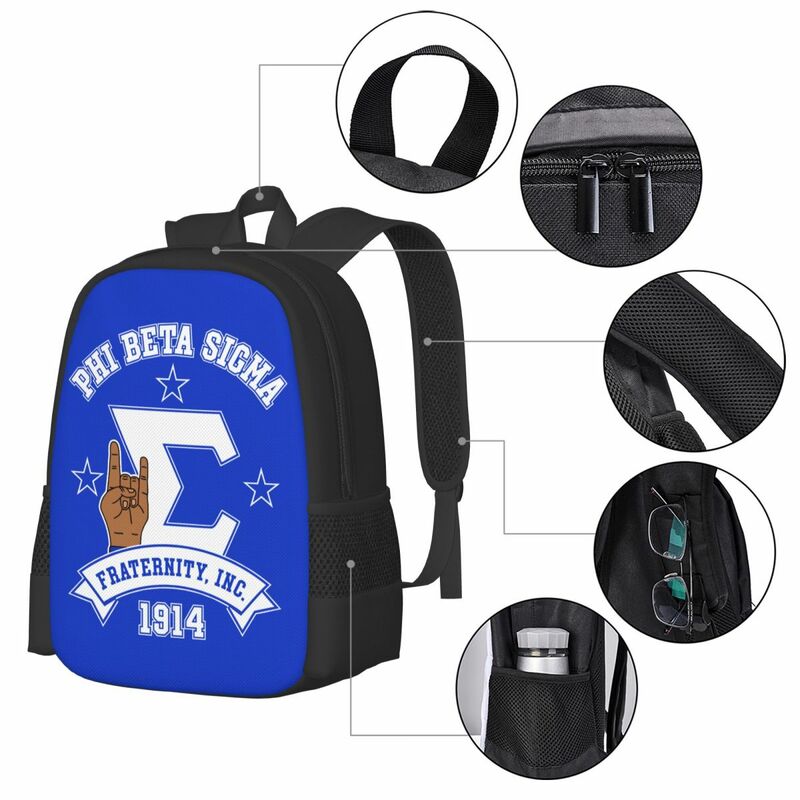Phi Beta Sigma PBS Fraternity Travel Laptop Backpack, Business College School Computer Bag Gift for Men & Women