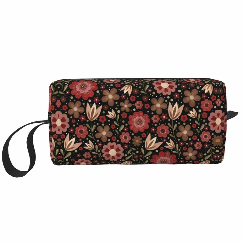 Bolsa de maquiagem padrão floral para mulheres Organizador de cosméticos Kit Dopp de armazenamento Bolsa de higiene pessoal Estojo de lápis de viagem de beleza verão