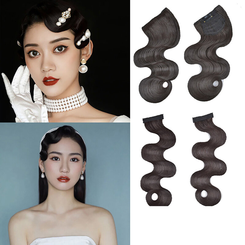 FORLISEE Synthetic Vintage Hand Pushed Ripple Fake Bangs Republic Of China Style Night Shanghai Wig Piece Antique Wave head
