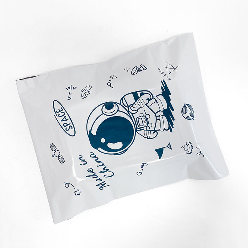 50ชิ้นซองจดหมายโพลีสีขาวพิมพ์ลายยานอวกาศน่ารักซองจดหมายปิดผนึกแบบมีกาวในตัวอุปกรณ์ทางธุรกิจขนาดเล็ก