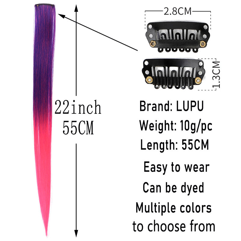 Synthetic Hair Clip-In One Piece For Ombre Hair Extensions Pure Color Straight Long Fake Hair Pieces Clip In 2 Tone Hair