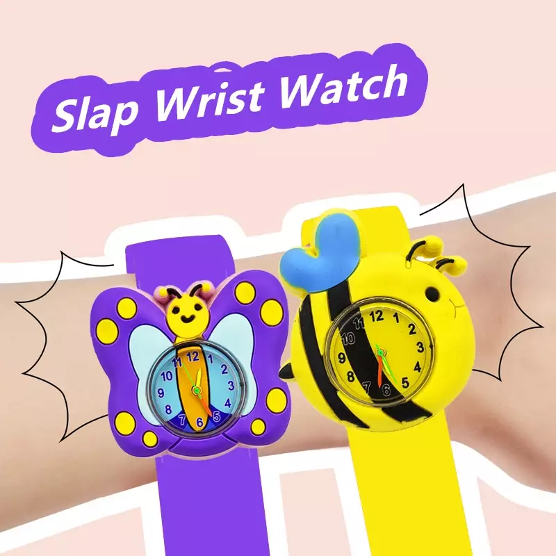 Good Quality Low Price Children Watch Clock Baby Toys Kids Slap Watches Girls Boys Watches Free Gift of Batteries and Stickers