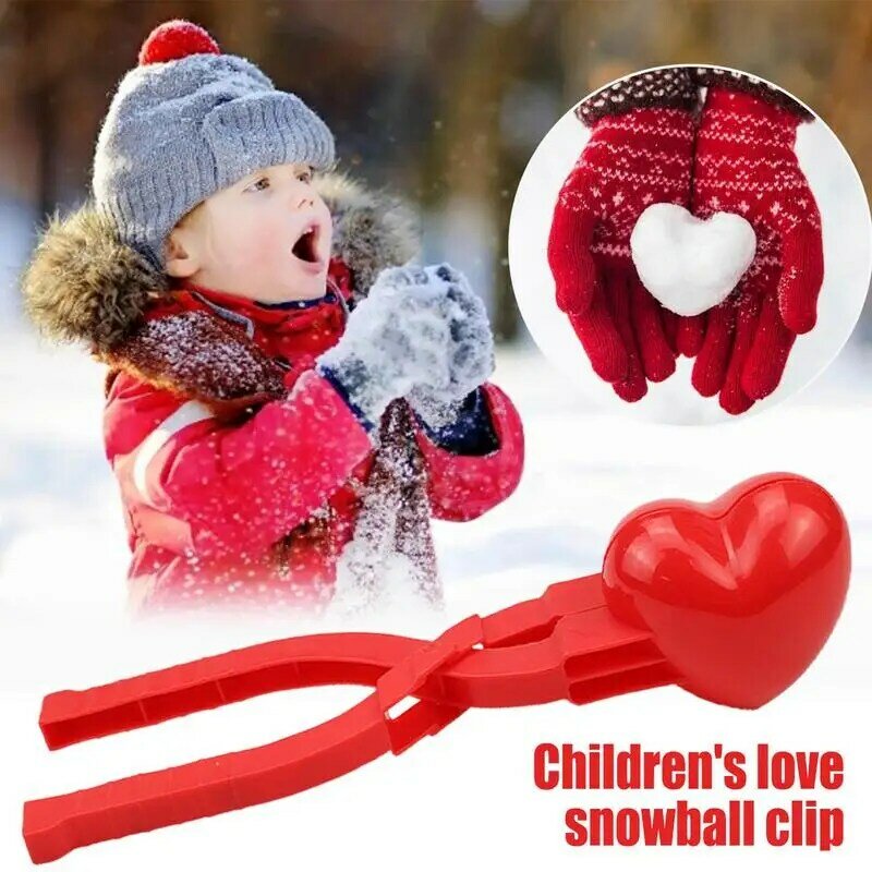 Snowball Maker Cute Love Heart Shaped Snow Shaper Molds With Handle Snowball Maker Snow Toys For Kids Outdoor Winter Snow Toys