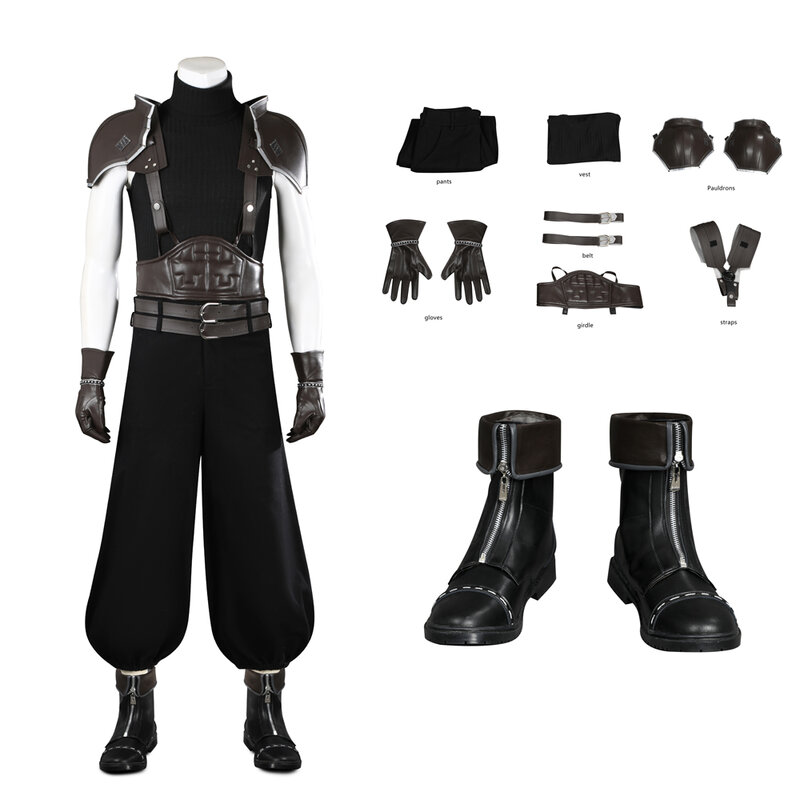 FF7 Final Fantasy VII Rebirth Role-Playing Costume, Halloween Carnaval Acessórios Set, sapatos, Zack, Dr, alta qualidade
