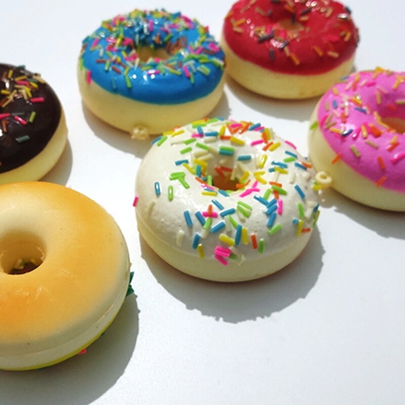 Mini Donut Artificial blando de 6,2 CM, modelo de simulación de comida, rollo de pastel de Chocolate, accesorios de decoración de fotografía, novedad