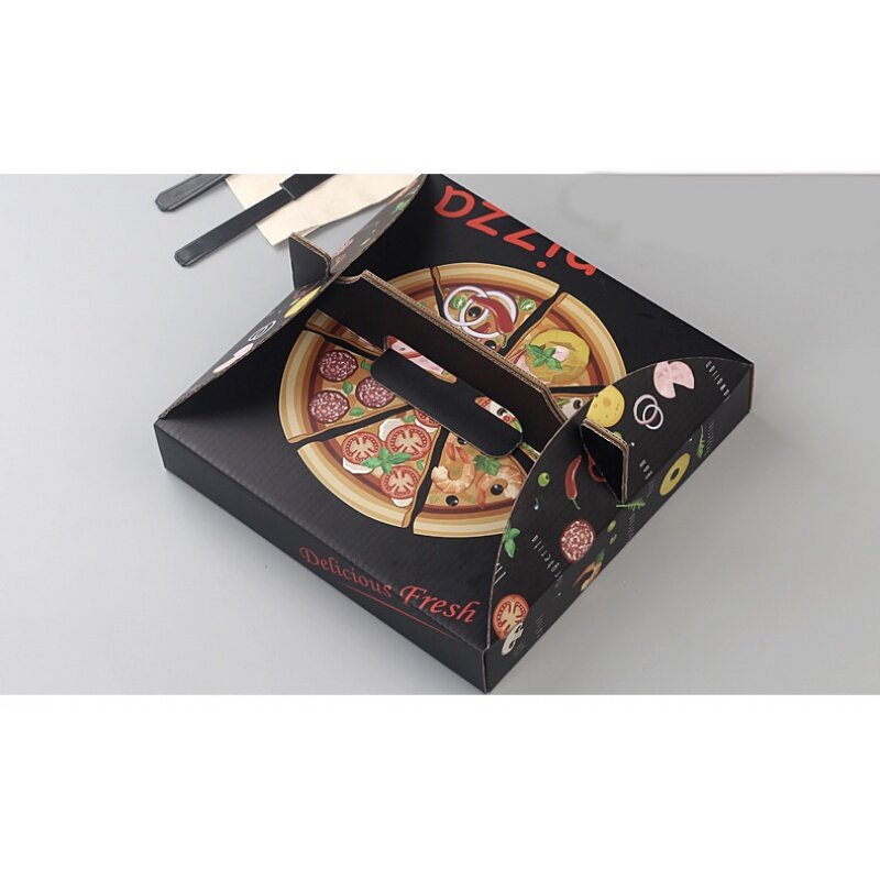 Customized productTo go compostable pizza box with handle logo