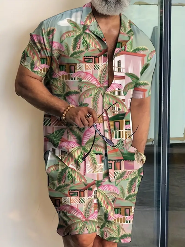 Conjunto de camisa con estampado 3d para hombre, traje Hawaiano de manga corta, pantalones cortos de playa de gran tamaño, informal, Retro, Floral, ropa de calle de verano