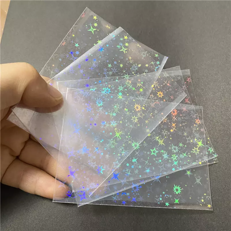 50 pz 58x87mm Laser stars hearts rainbow Butterfly fuochi d'artificio gioco Idol Card Protector olografico Clear Card Film Sleeves Cover