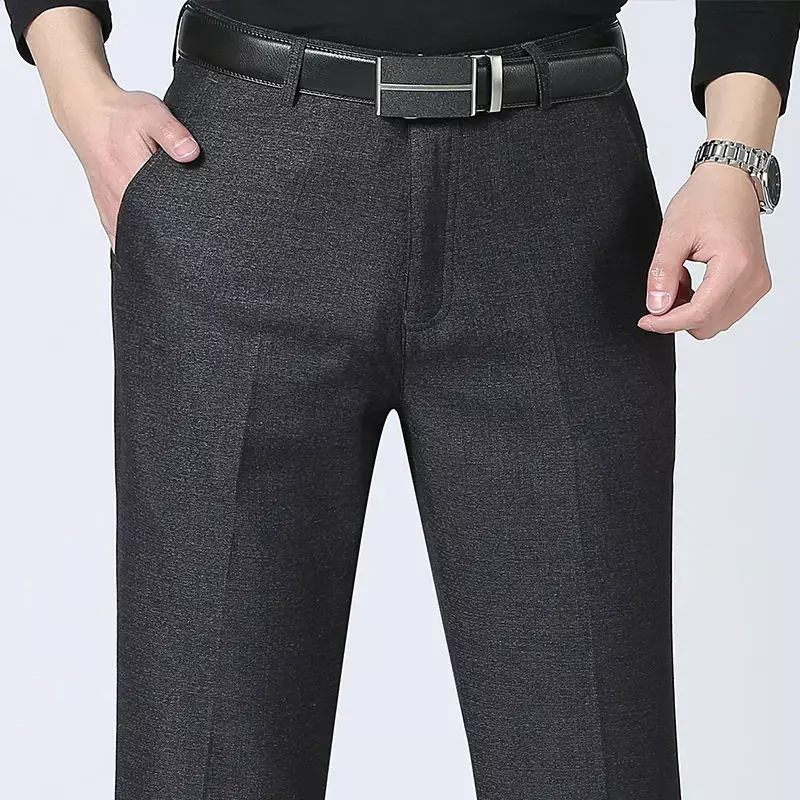 Nuovo stile autunno inverno pantaloni Casual Slim da uomo moda Business pantaloni elasticizzati uomo marca pantaloni dritti nero Navy Plus Size