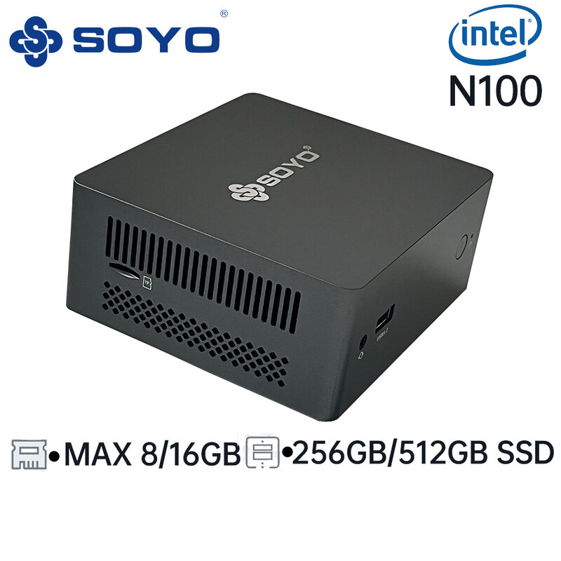 SOYO-Mini PC Intel Celeron N100, Windows 11 Pro, Compacto e Ideal para Casa, Negócios e Jogos, M2PLUS, 8 GB, 16GB de RAM, 256 GB, 512GB SSD