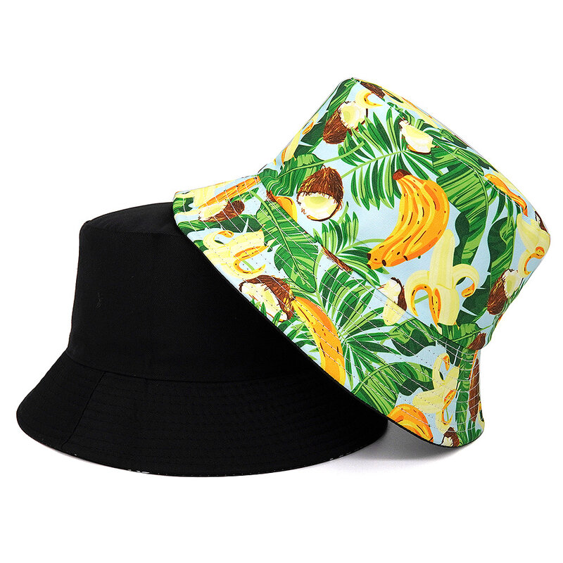 2022 Creative New Fruit Pattern Fisherman Hat European and American Men Women Outdoor Leisure Sun Visor Double-sided Bucket Hat