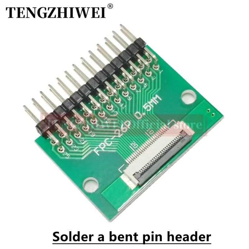 5 Stuks Ffc/Fpc Adapter Board 0.5Mm-26P Tot 2.54Mm Gelaste 0.5Mm-26P Flip-Top Connector Gelaste Rechte En Gebogen Pin Headers