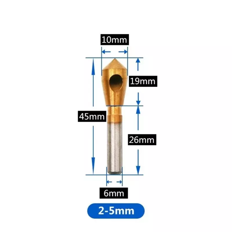 Gold High Speed Steel Hole Cutter, chanfrar Tools, Deburring Taper, 6mm, 8mm, 10mm, 12mm, alta qualidade
