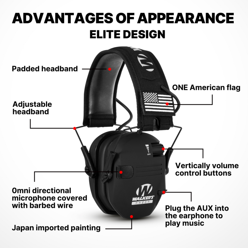 NRR23dB Headset Pelindung Pendengaran Berburu Taktis Earmuff Elektronik Penutup Telinga Elektronik Slim Kualitas Tinggi
