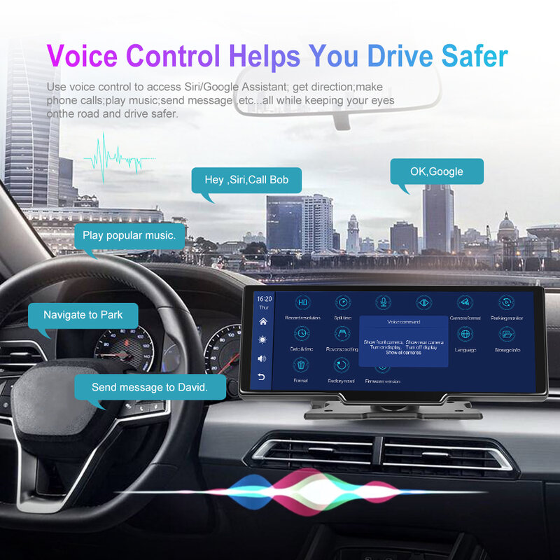 Podofo Car DVR Mirror Monitor Video Wireless Carplay Android Auto Dashboard DVR navigazione GPS per VW Nissan Toyota KIA