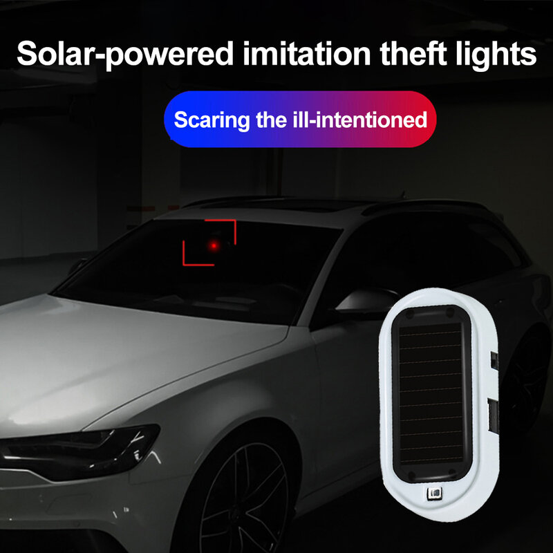 Solar Powered Simulated Dummy Alarm Car Fake Security Light Wireless Warning Anti-Theft Caution Lamp LED Flashing Light