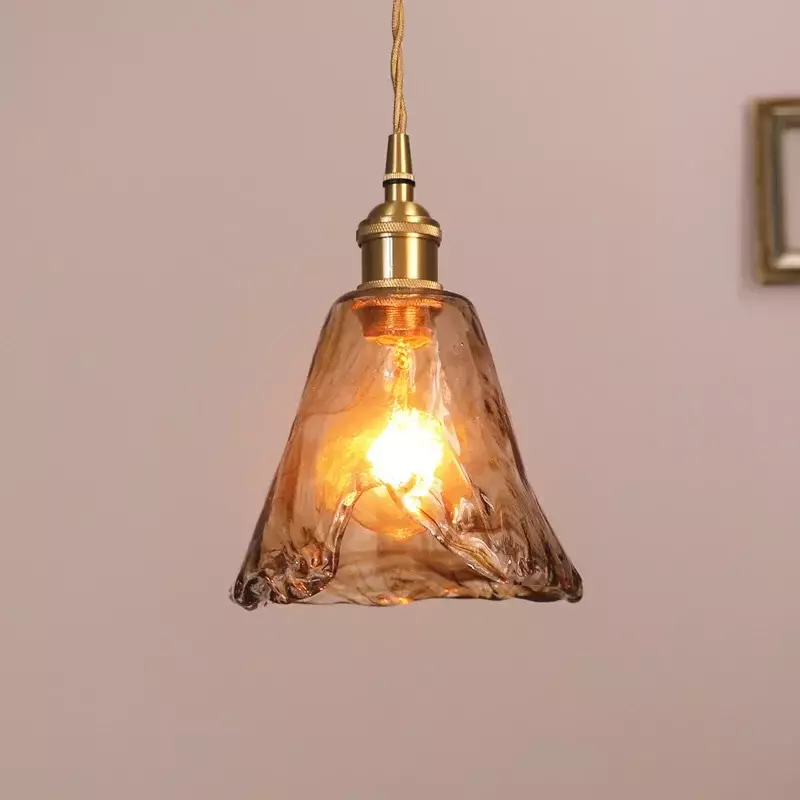 Lampu gantung kaca Nordic, alat penerangan gantung samping tempat tidur dapur untuk ruang tamu kamar tidur suspensi lampu gantung