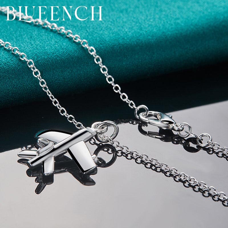 Blueench – pendentif avion en argent Sterling 925 pour femmes, bijoux à la mode, cadeau d'anniversaire, breloque de fête