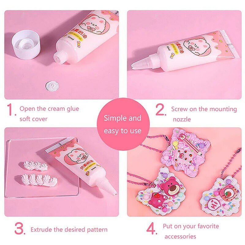 15ml DIY Mobile Phone Shell Simulation Cream Glue Material Homemade Hairpin Goo Card Stationery Box Resin Accessories