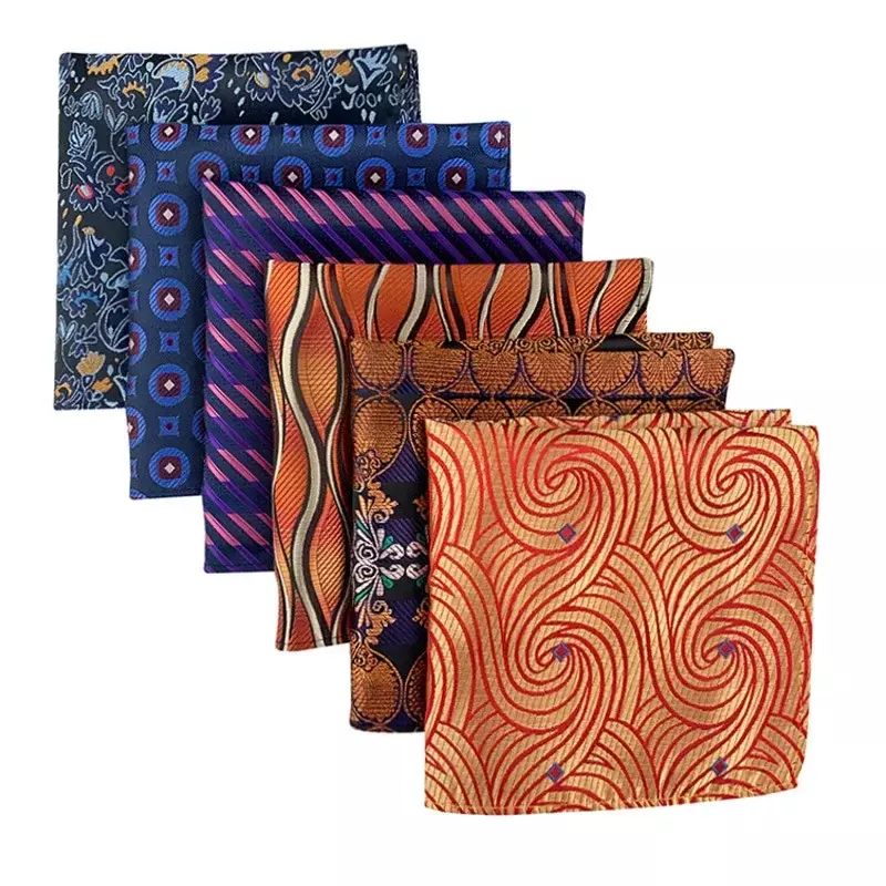 Pañuelo de seda cuadrado de bolsillo para hombre, accesorios grandes coloridos, regalo de fiesta, color morado y marrón, 25cm x 25cm