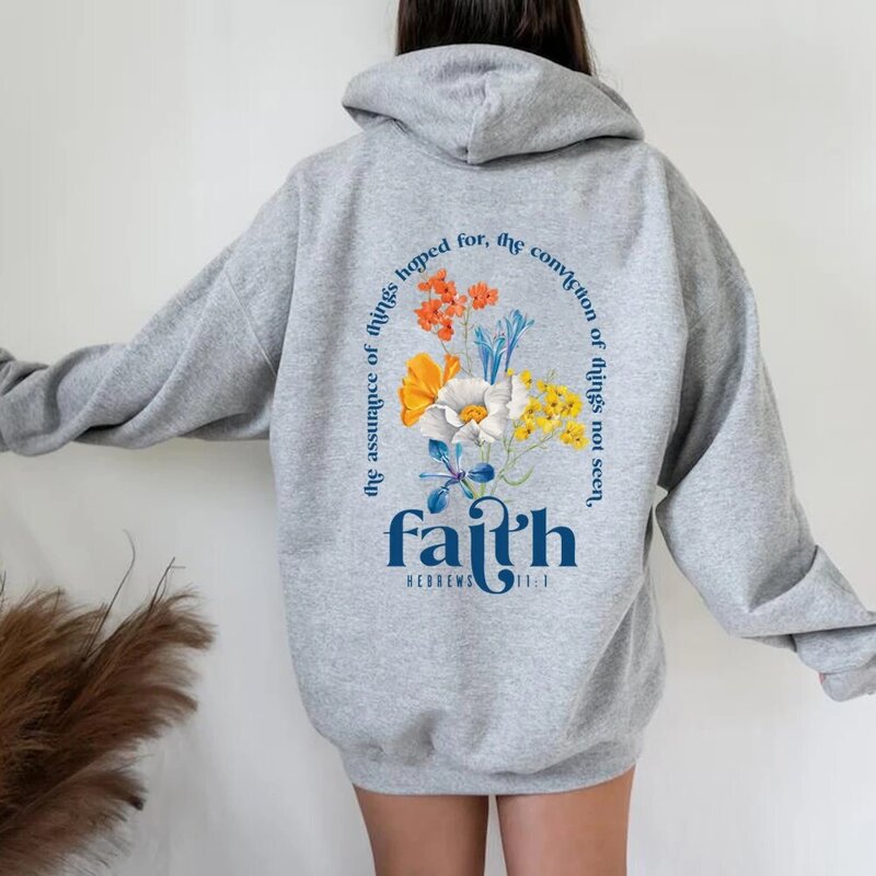 Aesthetic Christian Hoodies Bible Verse Hoodie Women's Religious Pullover Faith Long Sleeve Hooded Sweatshirt Christian Gifts