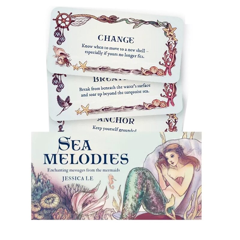 Sea Melodies-Mini tarjetas de inspiración de 40 piezas, mensajes mágicos de las sirenas, 11x6cm