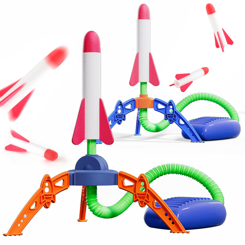 Bambini Air Stomp Rocket Launcher Toy Flying Foam Rockets pompa a pedale Jump pressato gioco interattivo all'aperto per bambini ragazzi