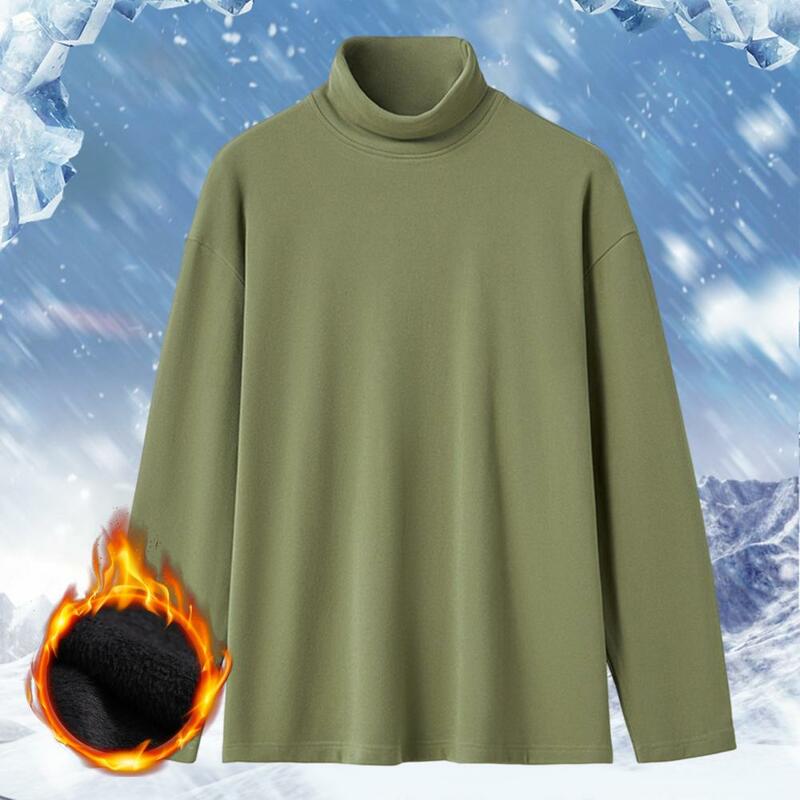 Camiseta de base masculina anti-pilling camiseta de inverno chique de gola alta térmica macia elástica