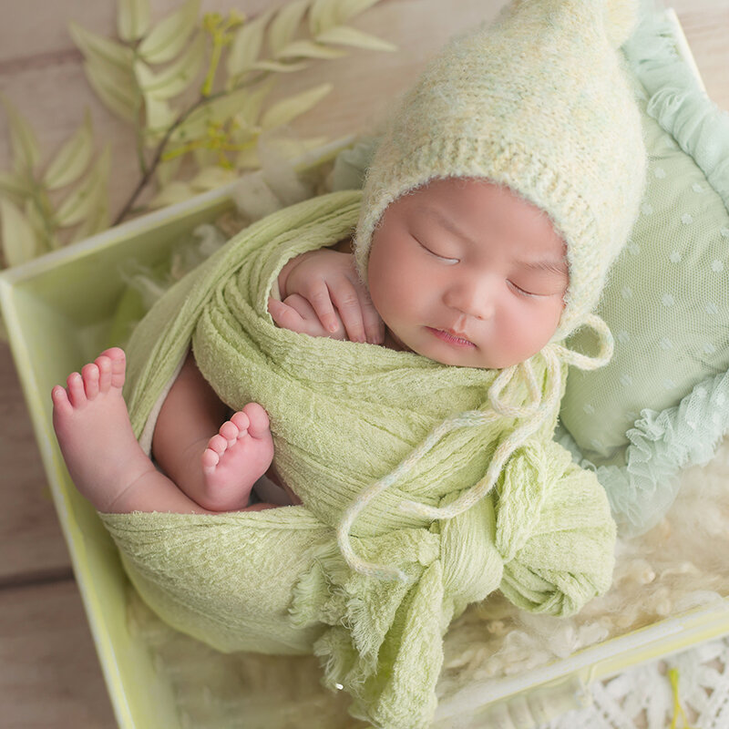 Noworodek Seersucker owinięty kolorową bawełnianą gazą koc dla niemowląt Studio modelowanie dziecka akcesoria w tle
