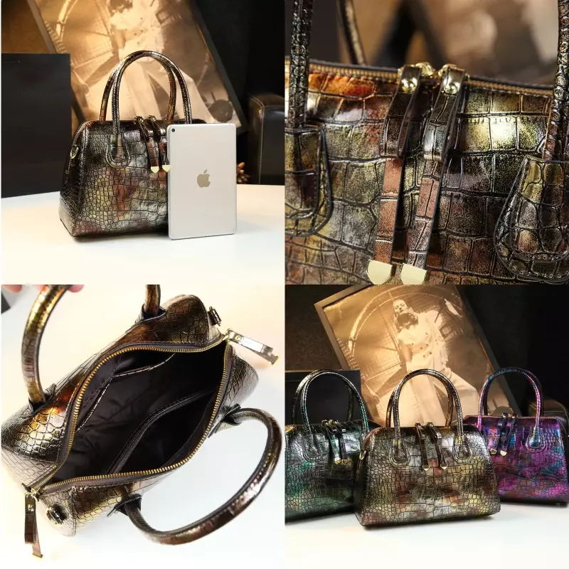 女性のための本革のハンドバッグ,クロコダイルパターンの高級ハンドバッグ,大容量,ショルダーバッグ,新しいコレクション2022
