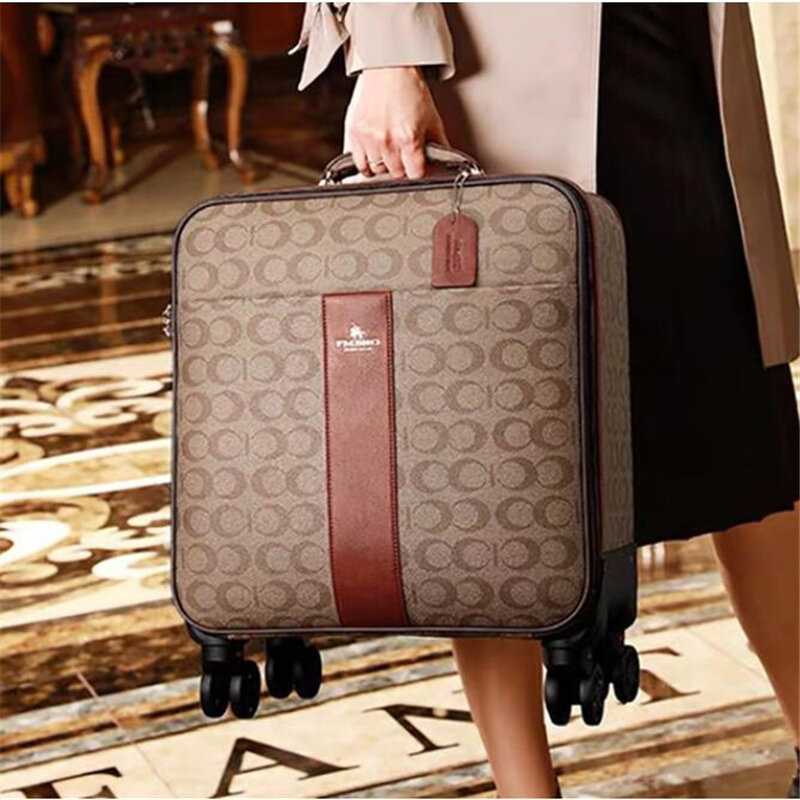 Pvc leather trolley luggage sets with handbag fashion rolling suitcase popular trolley luggage travel bag carry-ons
