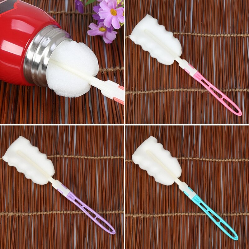 Washable Bottle Glass Washing Sponge Cleaning Brush with Handle Cleaning Utensil