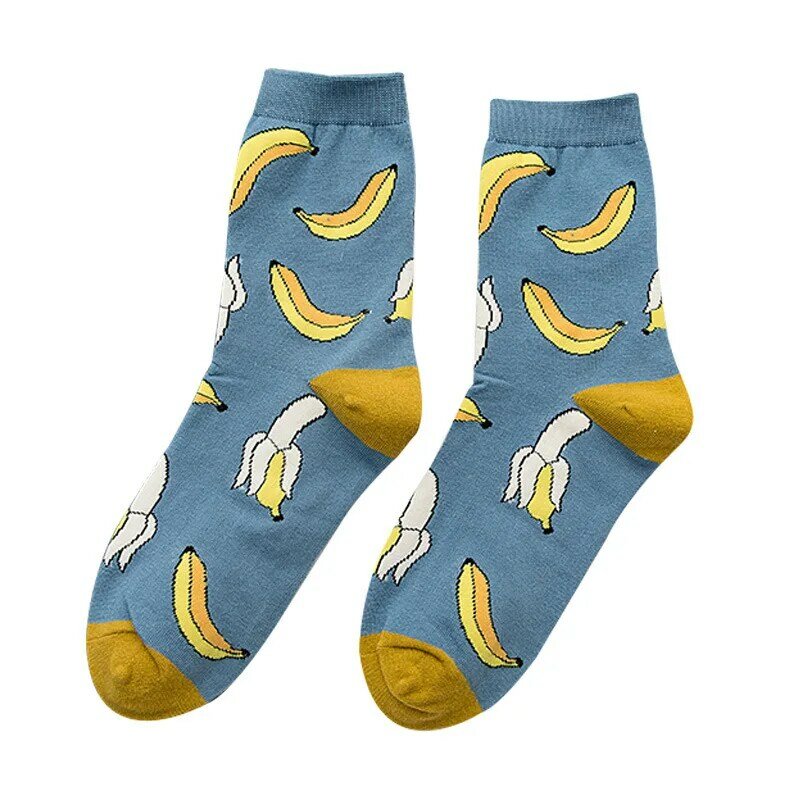 Mulheres meias engraçadas primavera outono dos desenhos animados meias abacate limão melancia pêssego morango banana algodão harajuku meias casuais