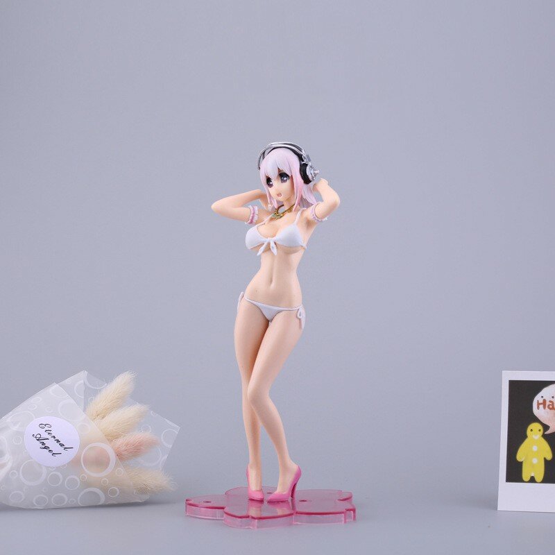 19cm 애니메이션 슈퍼 소니코 버니 걸 센파이 섹시 피규어 장난감, 비키니 하이힐 섹시 애니메이션 모델 액션 피규어 완구