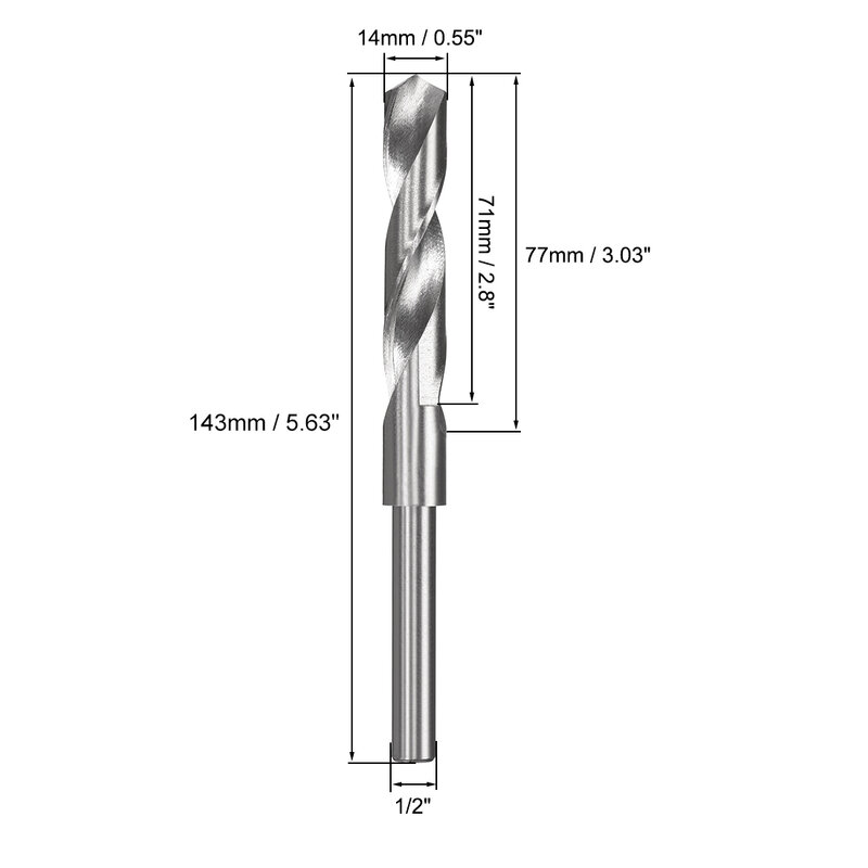 Broca de haste reta para alumínio, HSS reduzido, aço de alta velocidade, 1/2 ", 1Pc, 14mm-32mm, 4241