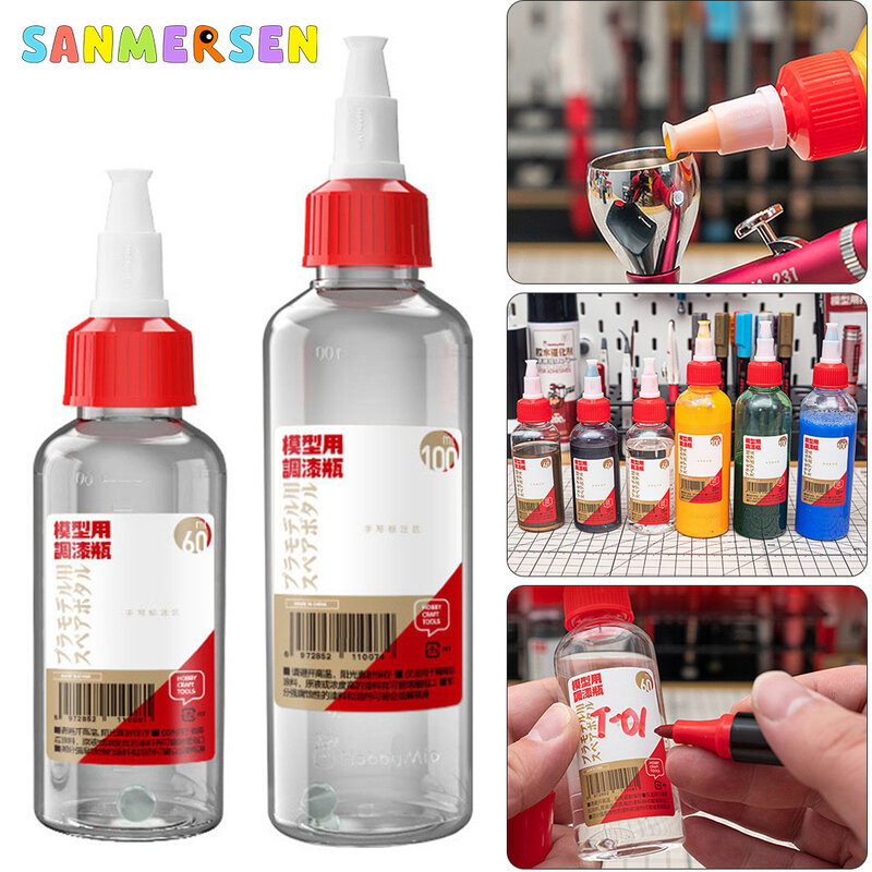 60/100ml Empty Bottle For Paint Fluid Pour/Mixing Spare Bottle Dropper Refillable Bottles For Model Paint Art DIY Tool
