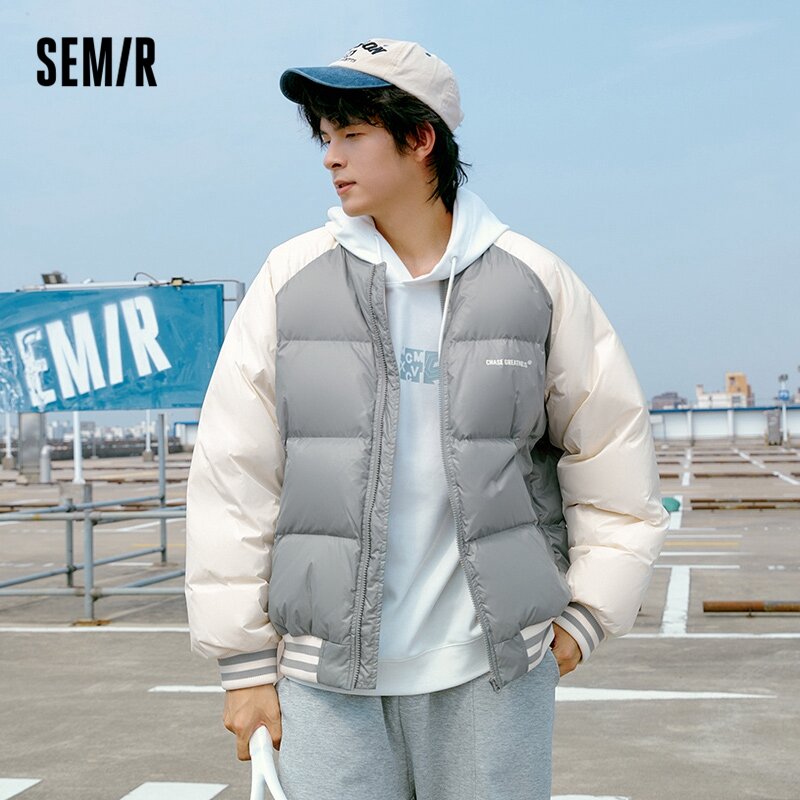 Semir-Chaqueta de plumón estilo universitario para hombre, abrigo deportivo de gran tamaño con cuello de béisbol, estilo raglán, novedad de invierno, 2022