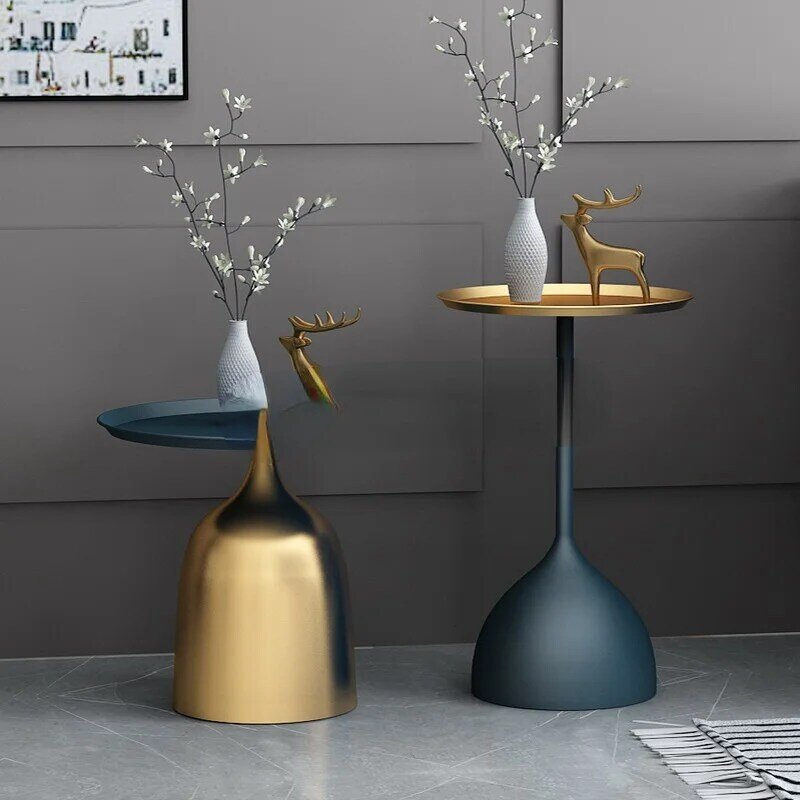 Soporte de metal solido nordico creativo, mesa de te pequena de marmol, nano pintura artesanal de alta temperatura