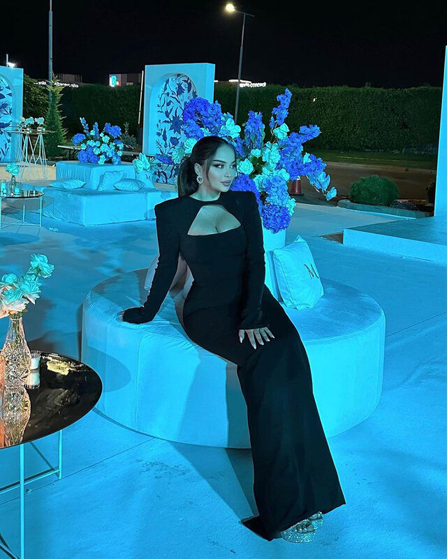 Msikoods elegante schwarze arabia Ballkleider Meerjungfrau lange Ärmel muslimische formelle Abendkleider Frauen Party kleider