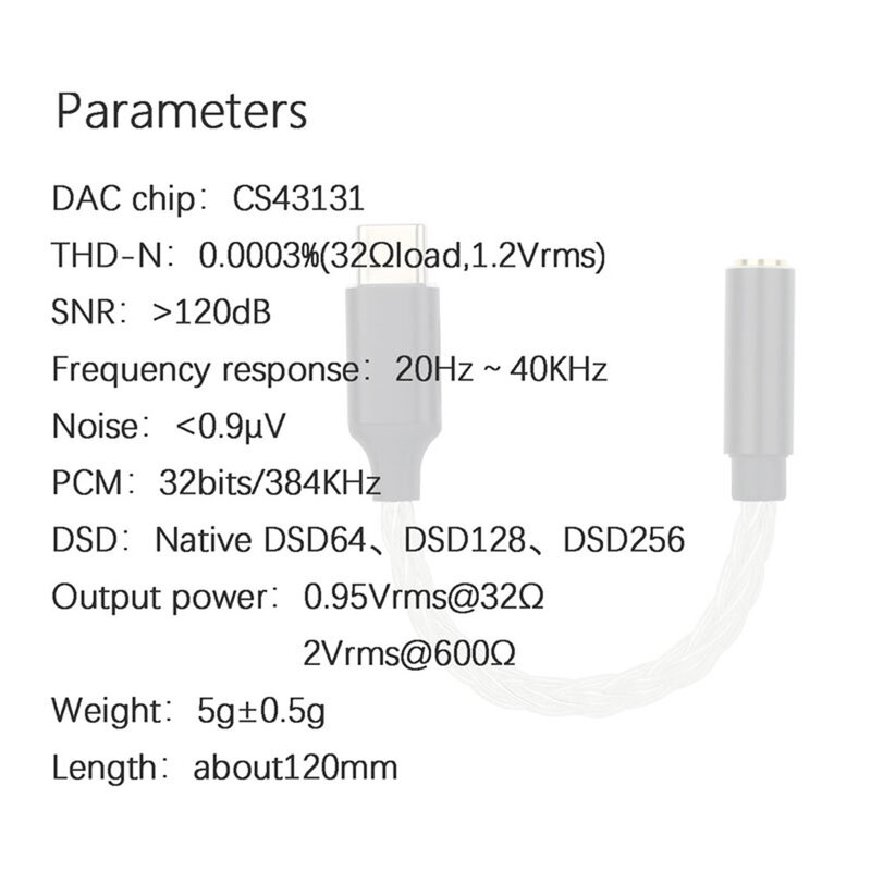 JCALLY JM20 High Performance CS43131 DAC decoder Type-C to 3.5mm Headphone Amplifier Adapter for Android Windows MacOS