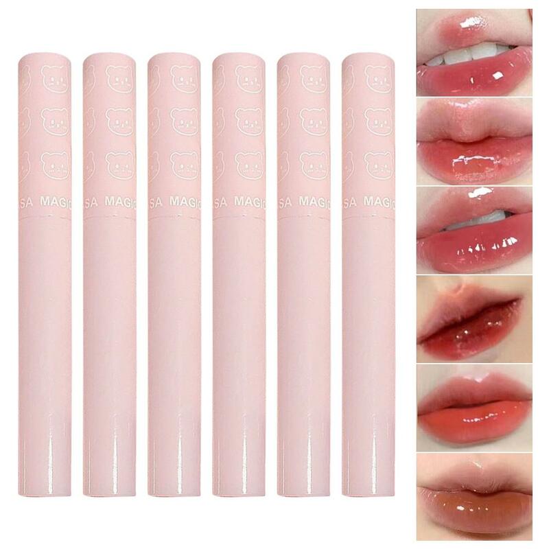 Mirror Lip Gloss Transparent Glass Pink Brown Lipglaze Peach Non-stick Air 6pcs Cosmetic Makeup Tint Liquid Moisturizer Lip B3A8