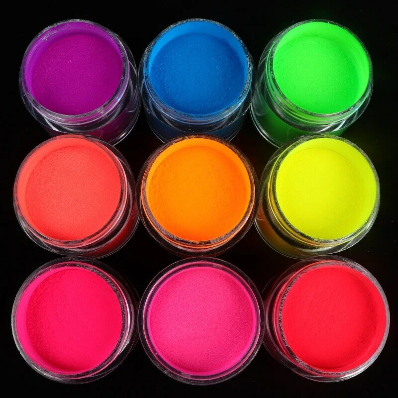 RIKONKA Fluorescent Acrylic Powder Neon Pigment Crystal Dust For Nail Gel Nail Art Decorations Professional Manicure Accessory