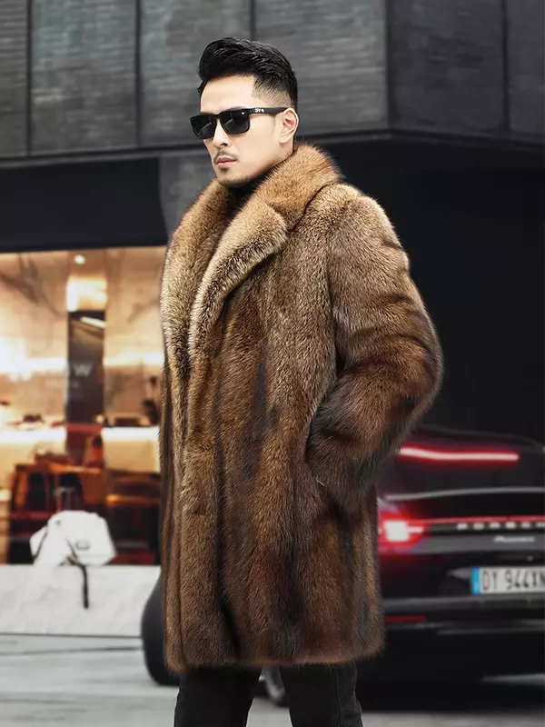 AYUNSUE Mink Real Fur Coat Luxury Mink Fur Jackets for Men 2022 Winter Warm Mens Fur Coat Mid-length Fur Coats High Quality SGG