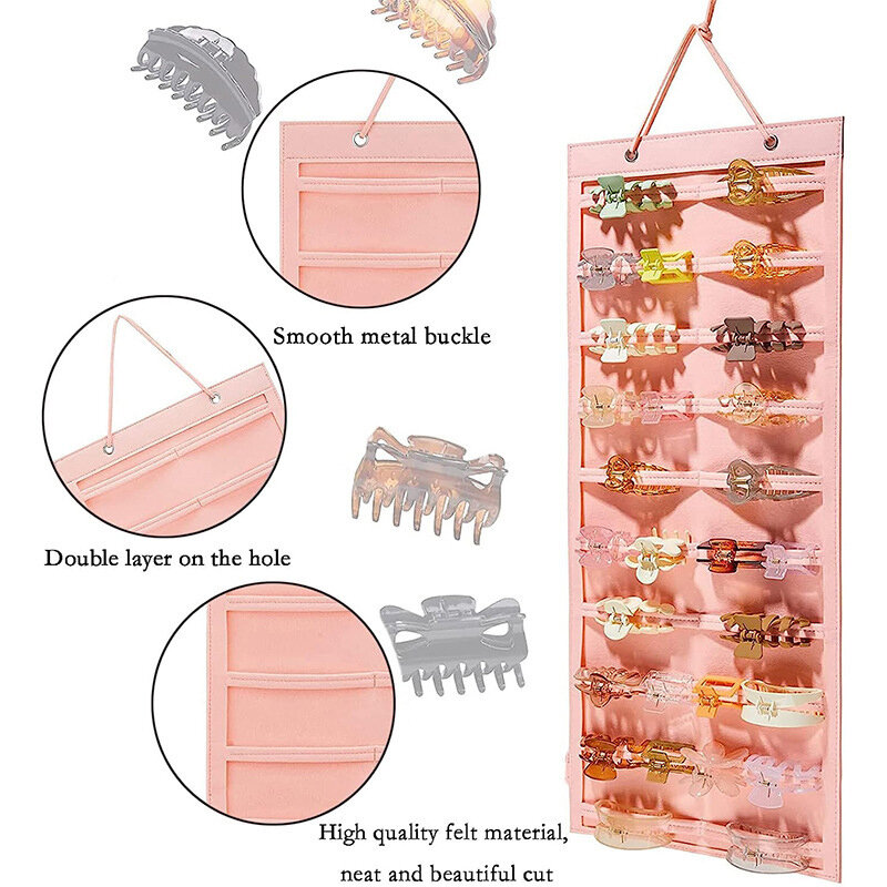 Hanging Hair Claws Clip Storage Pink Organizer per le donne ragazze fasce in feltro Display Hairpin occhiali da sole accessori Holder Bag