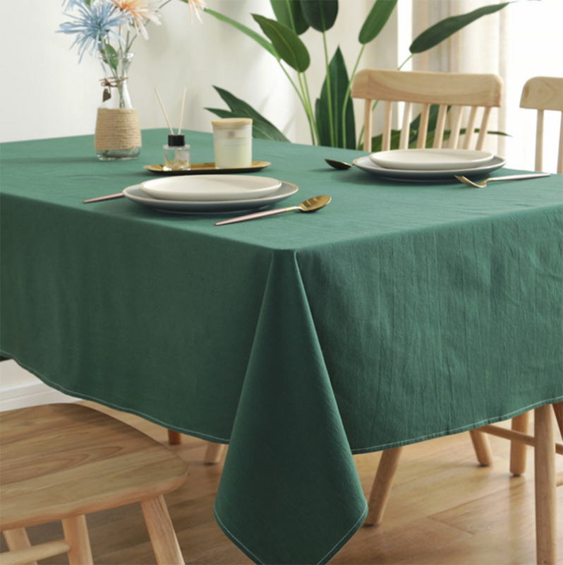 100% Cotton Table Cloth Solid Color Simplicity Pleated Wash Cotton Table Cover Restaurant Kitchen Party Holiday Table Decoration